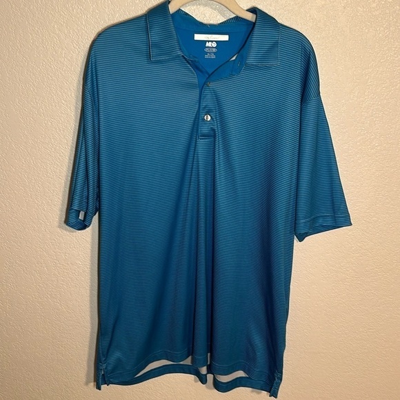 Greg Norman Blue Striped ML75 Play Dry Activewear Polo Size XL - Picture 1 of 7